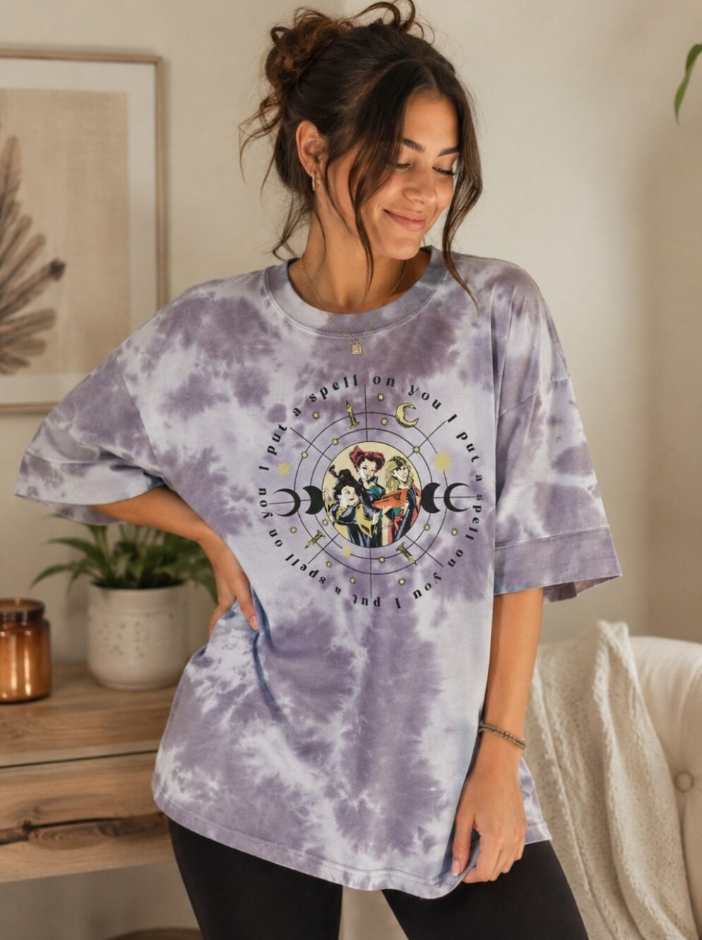 Disney Nightmare Before Christmas Hocus Pocus Tie Dye Oversized Tee Medium